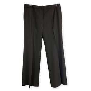 Lafayette 148 Barrow Wide Leg Virgin Wool Trousers SIZE 14 Black High Rise Pants